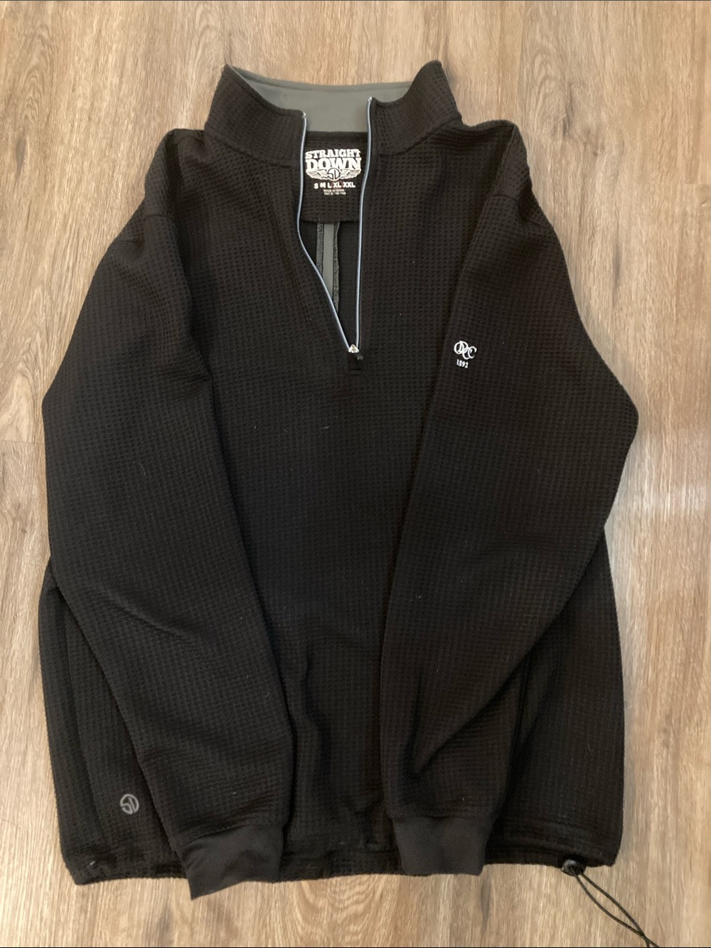 Straight Down Men's Black Half-Zip Waffle Knit Golf Pullover Sweater